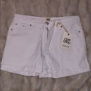 White denim shorts